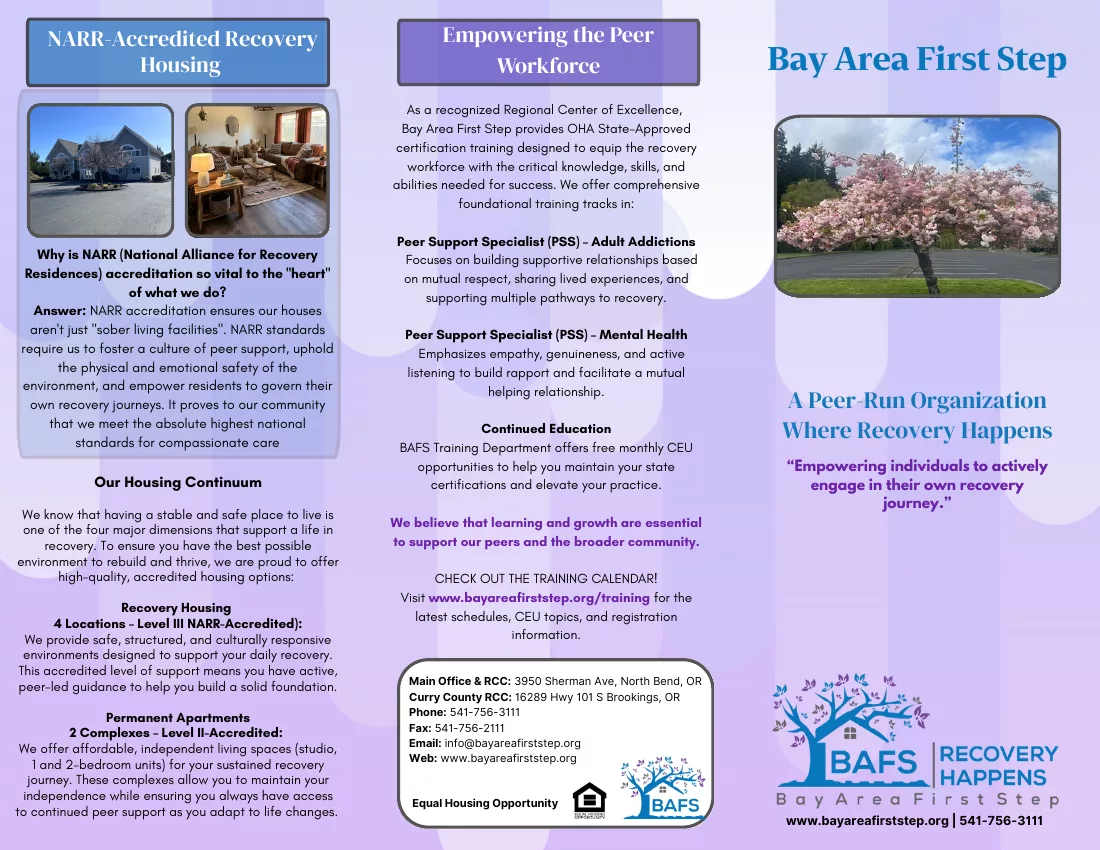 Bay Area First Step tri-fold community brochure